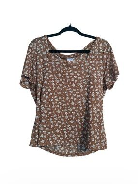 No Boundaries Rust Floral Square-Neck Tee